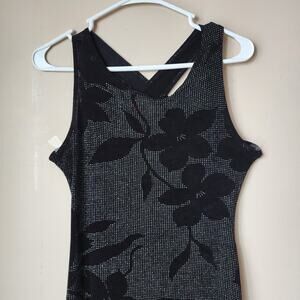 Knapp Studio Black Floral Maxi Dress Womens Size Small Sparkle Sleeveless USA